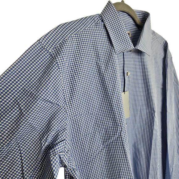 NEW Unlisted Kenneth Cole Dress Shirt Blue White Gingham Checker Men XL Slim Fit - Picture 5 of 10